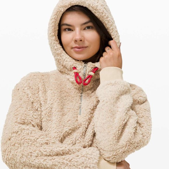 Lululemon Oh So Sherpa Half Zip Size 0 Trench Fleece Hoodie Pullover Coat - Picture 1 of 8
